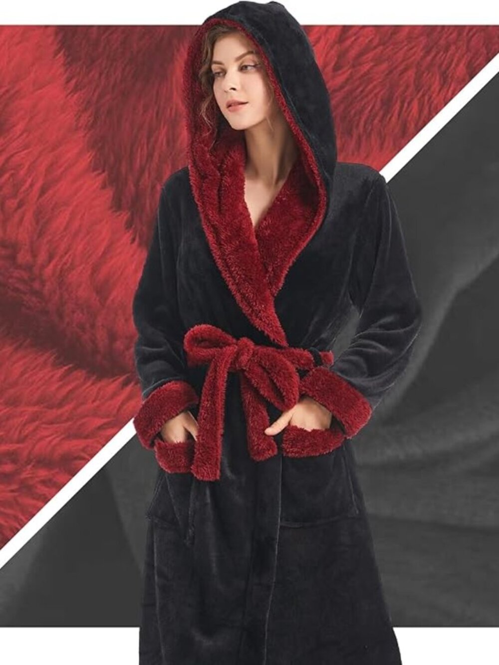 BRAND NEW Women Hooded Plush Robe